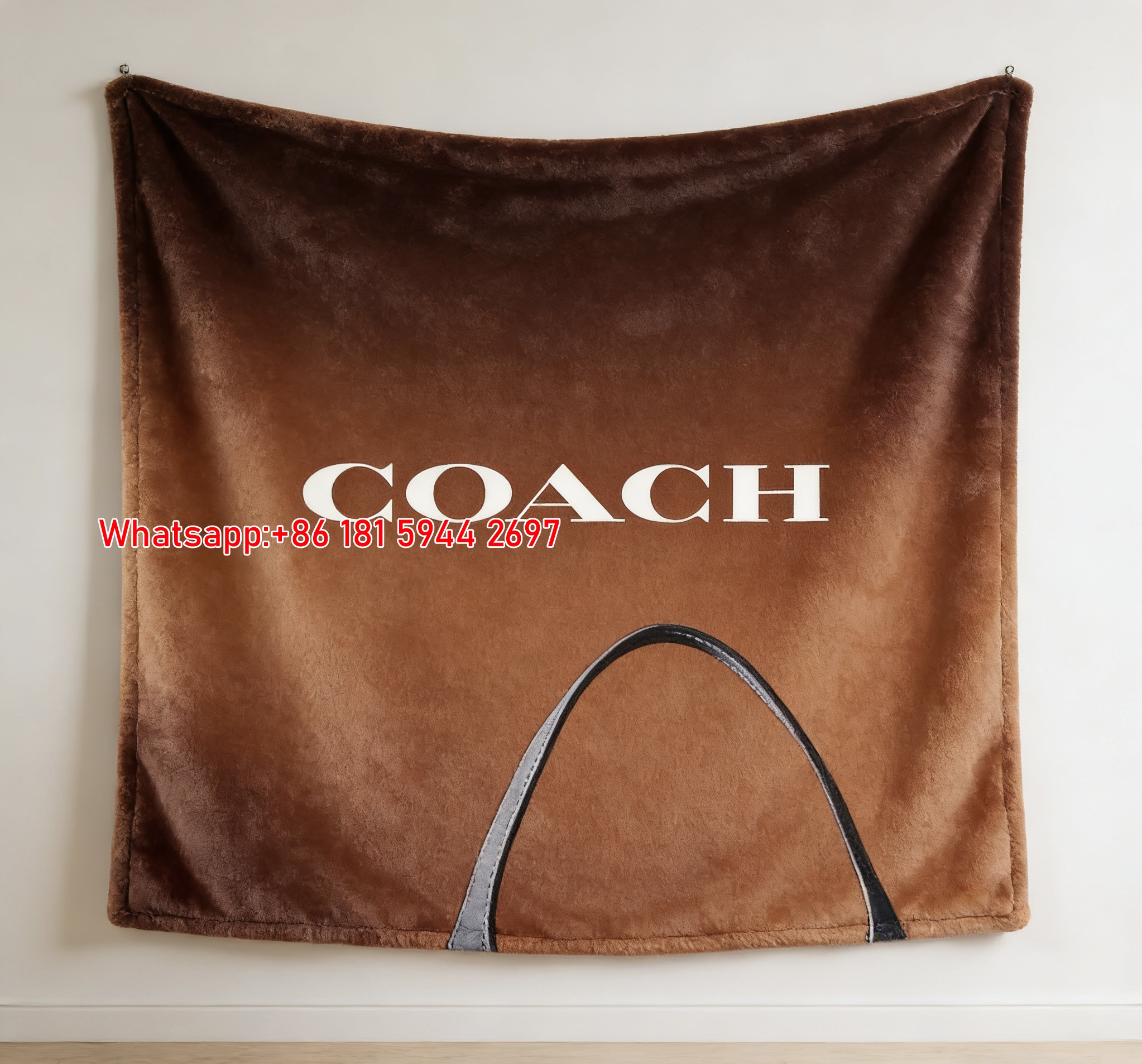 Coach Minimalist Logo Print Flannel Fleece Throw Blanket C080